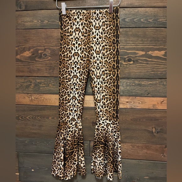 Grace & Emma Leopard flare pants Girls size 8-10 - Picture 1 of 8